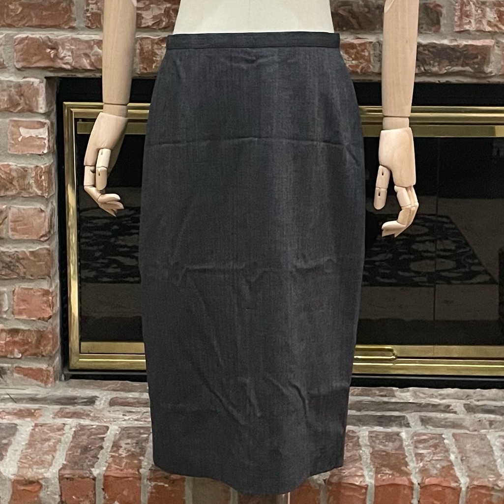 Giorgio Armani Collezioni Grey Wool-Blend Midi Pencil Skirt / 6/ Euc